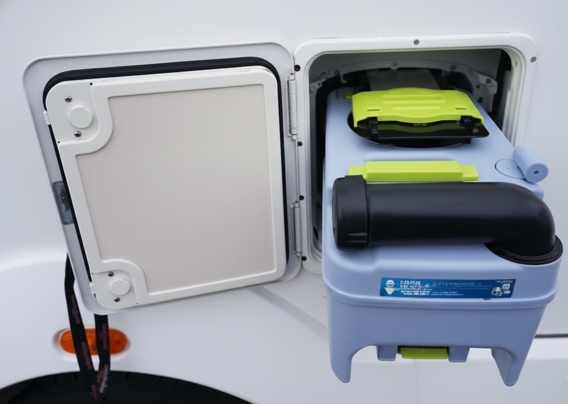 imagen de vaciado de aguas en caravanas